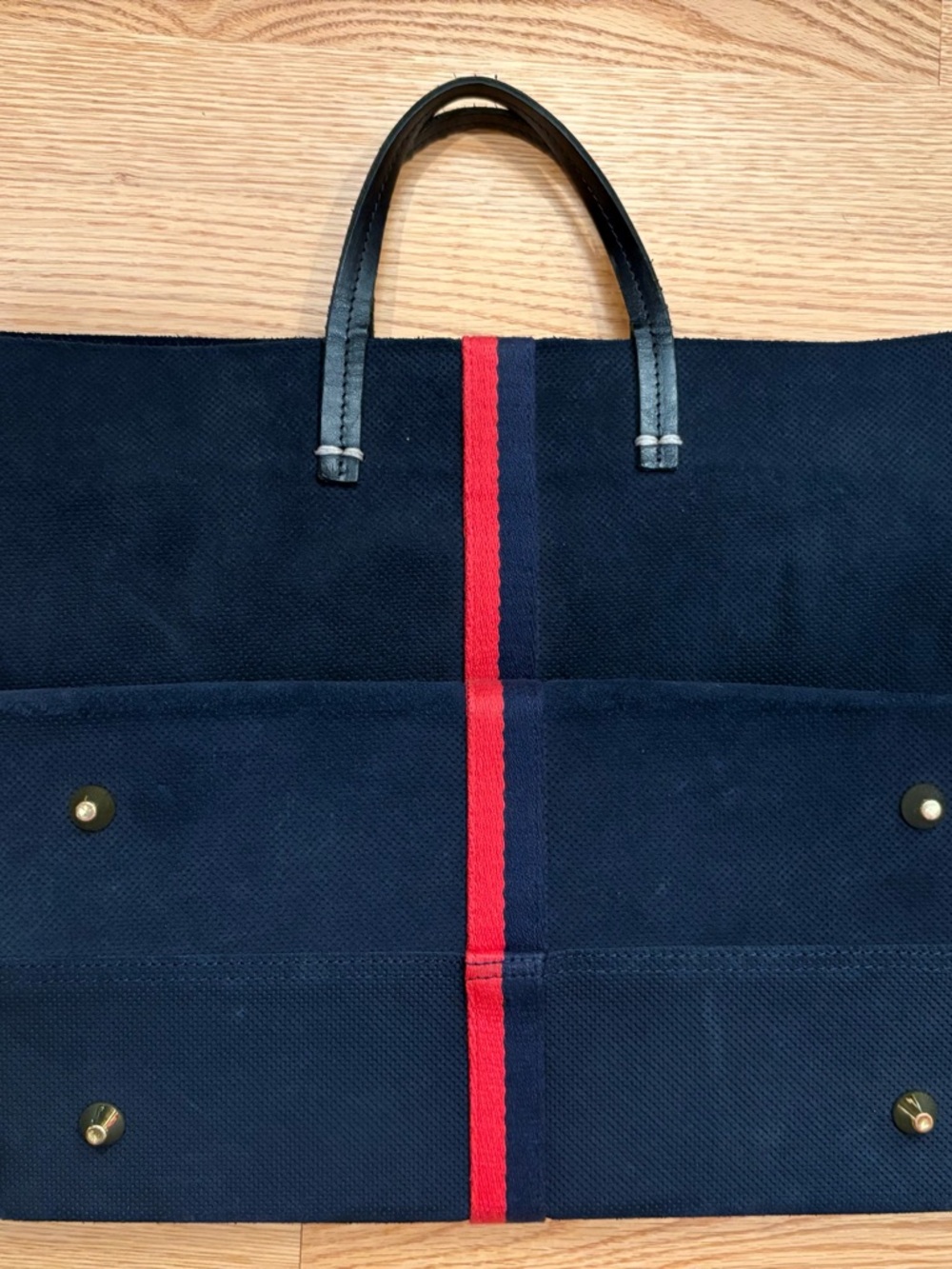 Clare V. Simple Perforated Tote Bag in Navy Purse